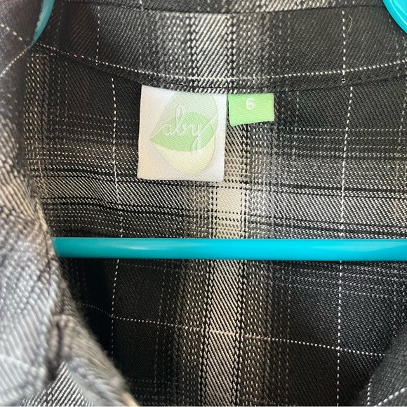 Aby Girls Plaid Flannel Shirt Dress Size 6 Black White Belted Long Sleeve Fall - Picture 3 of 13